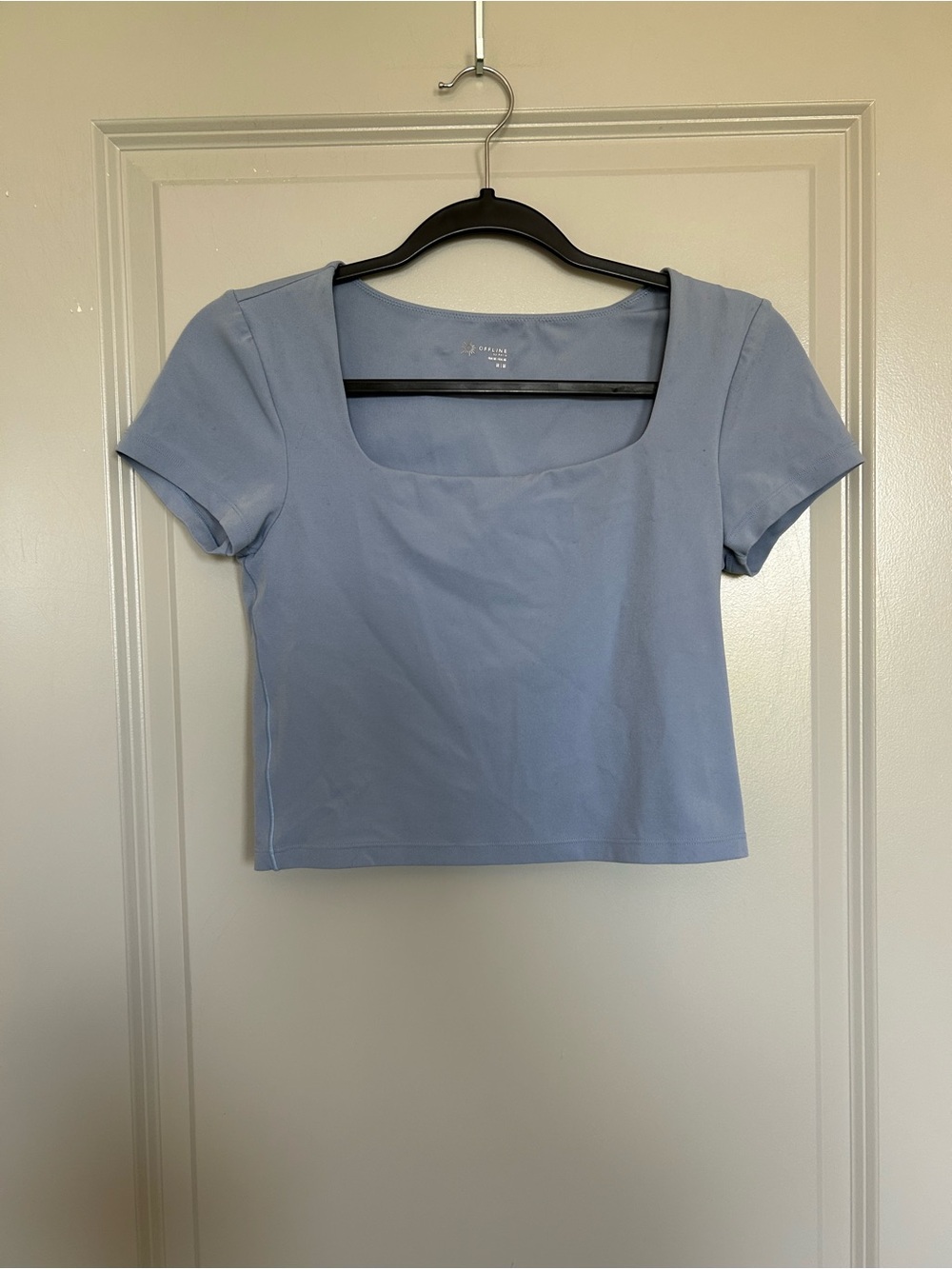 aerie Pastel Blue Square Neck Crop Tee